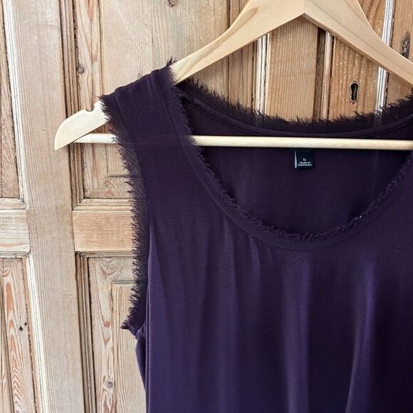 Ann Taylor Small Purple Tank Top Fringe Neckline Blouse - Picture 2 of 5